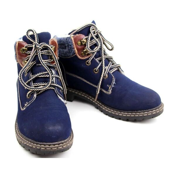 CAPA DE OZONO BLUE NUBUCK BROWN LEATHER LACE UP TEXTILE CUFF WINTER BOOTS 38/8 - Picture 2 of 10